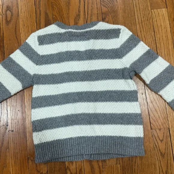 Y2K Abercrombie & Fitch Grey White Striped Cotton Angora Cardigan Sweater Small - Picture 2 of 10